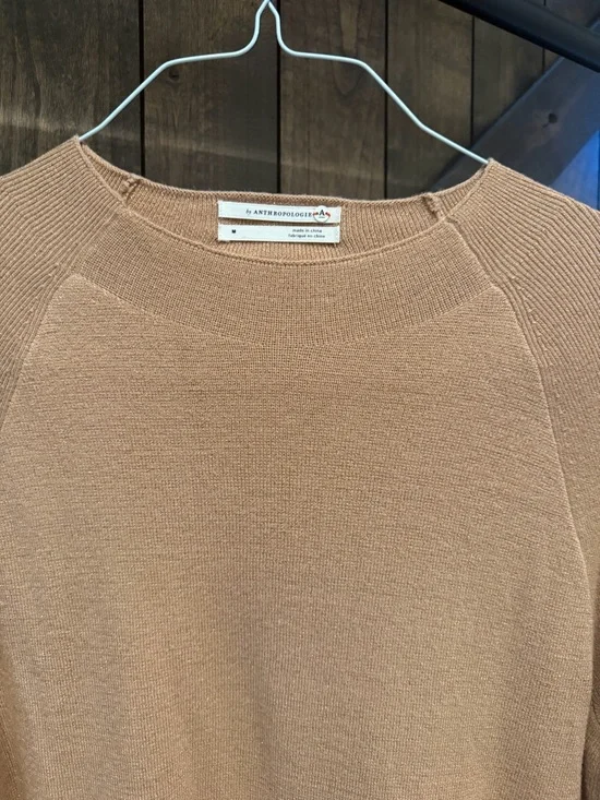 Women's Anthropologie Claudette Camel Bell-Sleeve Shift Dress - Picture 4 of 4